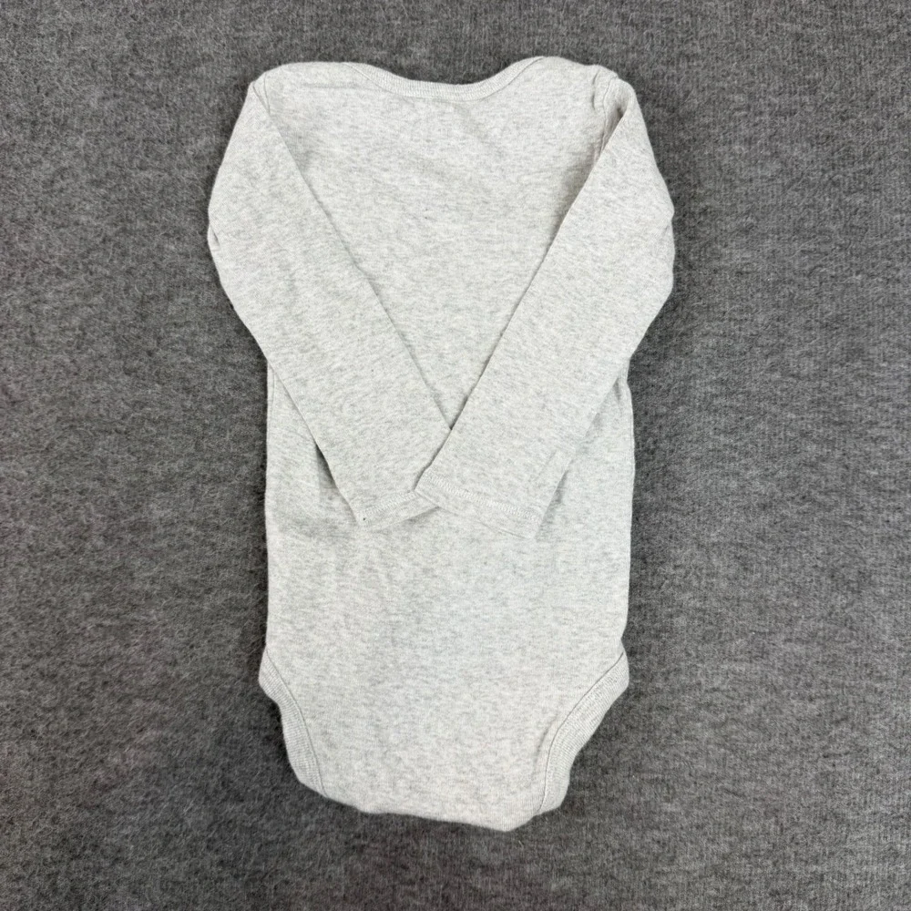 Gerber Long Sleeve Bodysuit Baby 18 Months Gray Heathered Cotton Blend Onesie‎